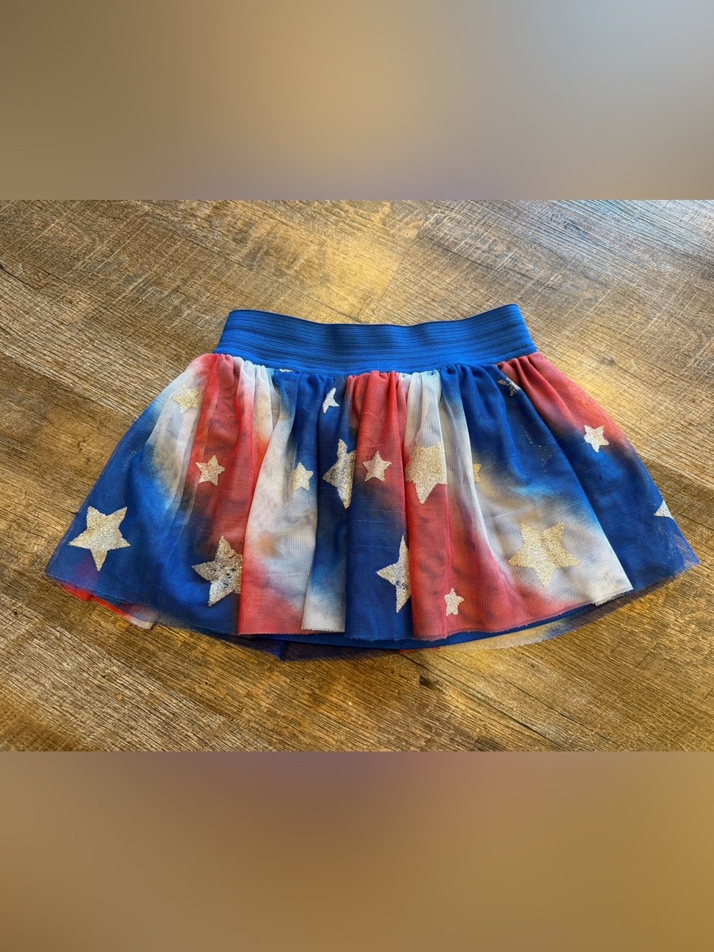 Justice Girls Red White Blue Star Tulle Skort Size 8